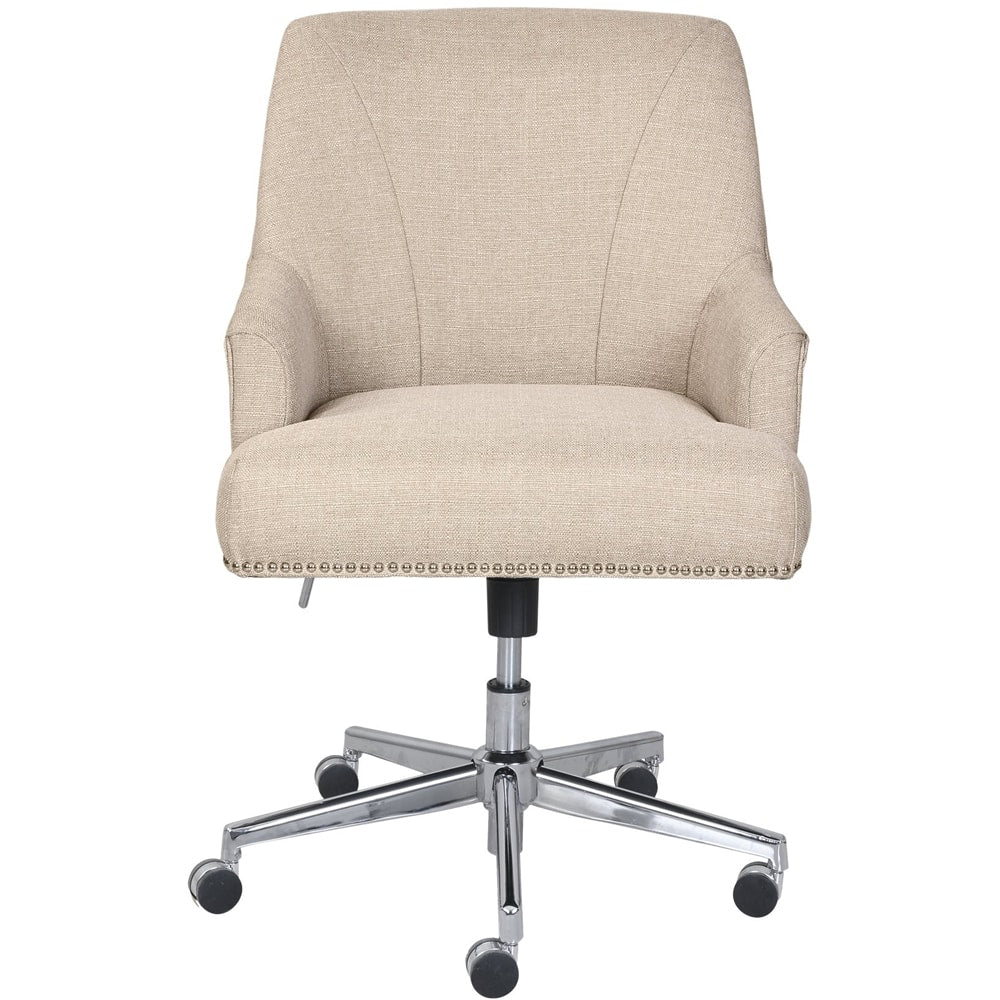 Serta - Leighton Home Office Chair - Chrome/Light Beige
