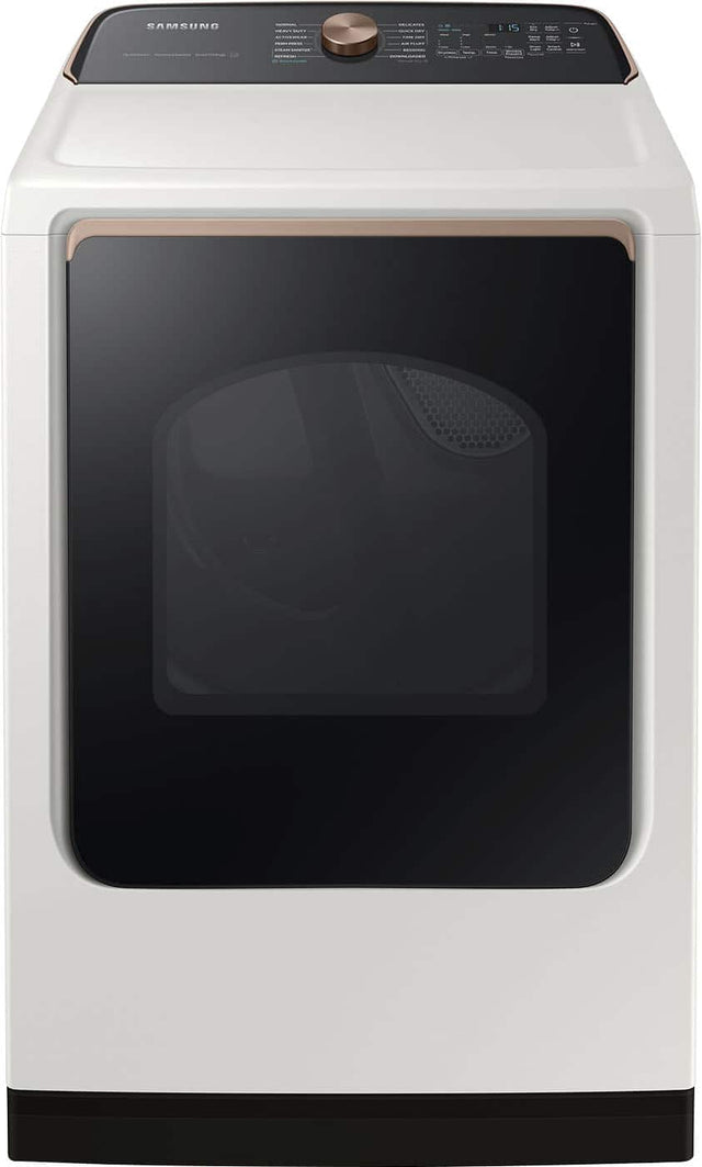 Front. Samsung - 7.4 Cu. Ft. Smart Gas Dryer with Steam and Sensor Dry - Ivory.