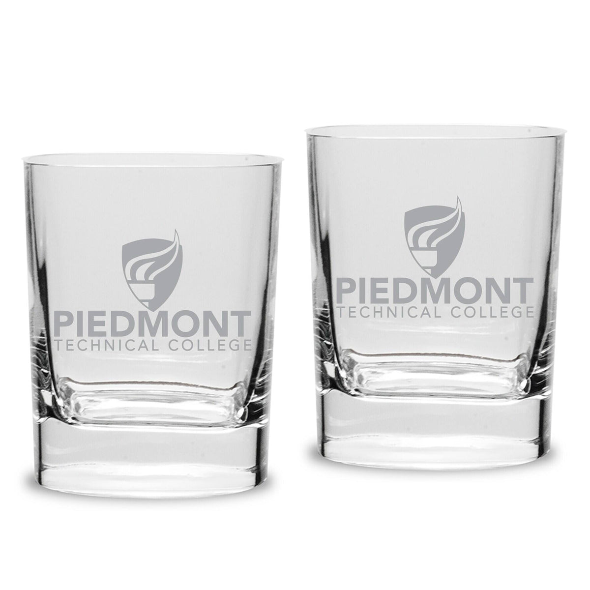 Jardine - Piedmont Technical College 11.75oz. Two-Piece Luigi Bormioli Square Double Old Fashion Glass Set - Multicolor