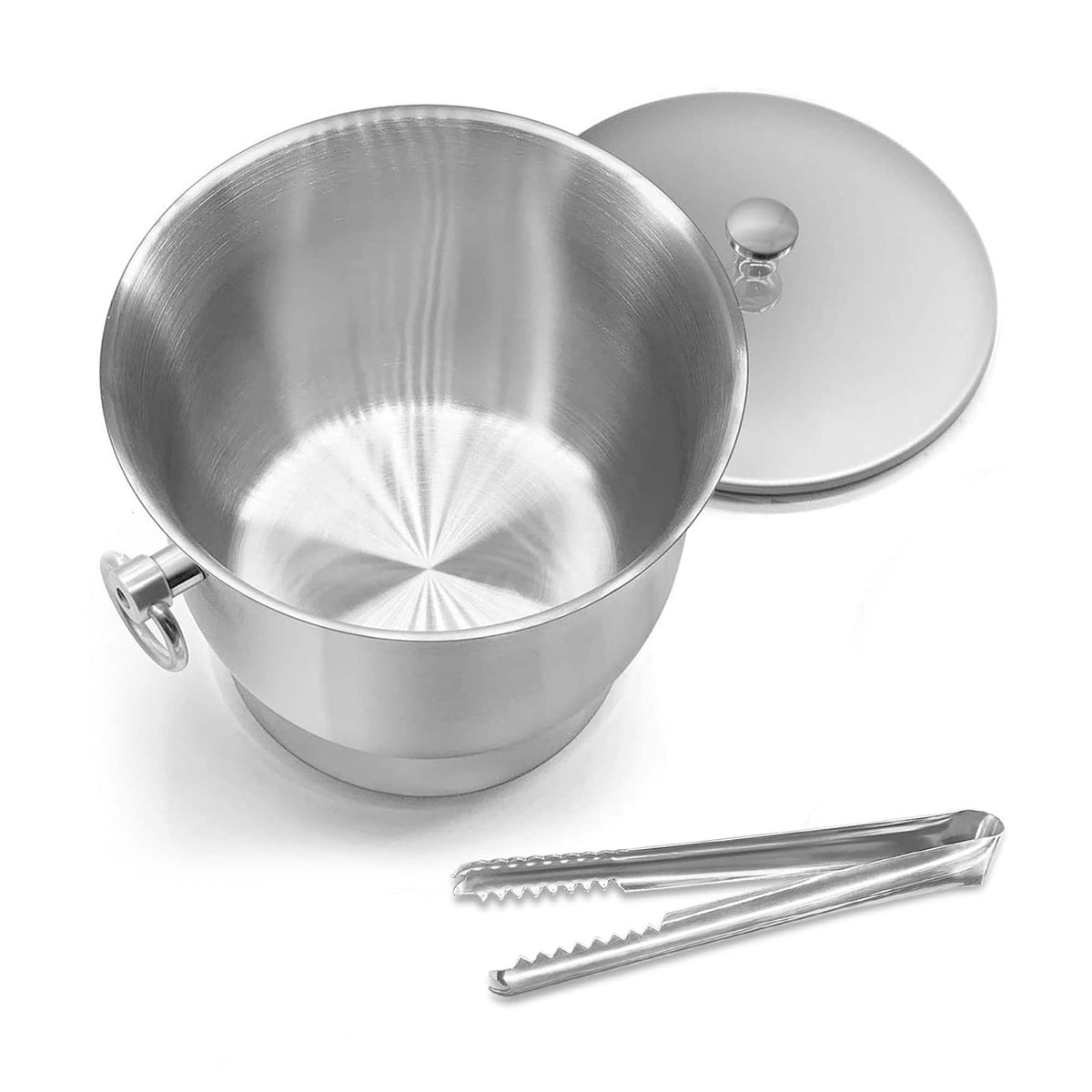 Fortune Candy - Insulated Ice Bucket, 3.3 L, Double Walled 18/8 Stainless Steel Ice Bucket with Ice Tongs and Lid - Silver