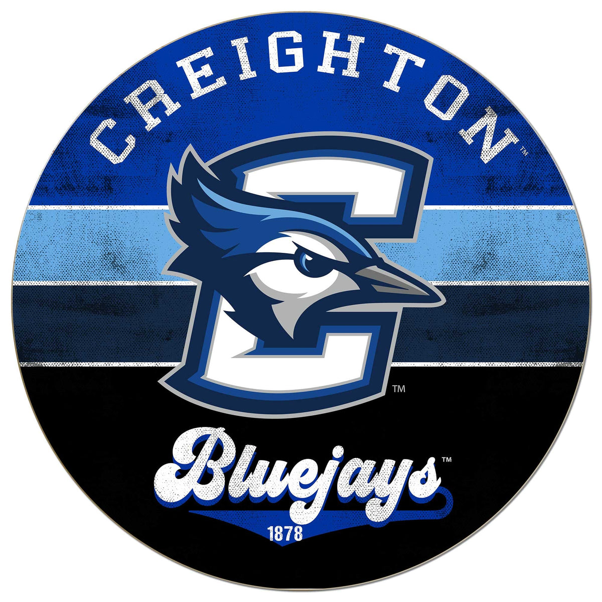Jardine - Creighton Bluejays 20'' x 20'' Retro Logo Circle Sign - Blue