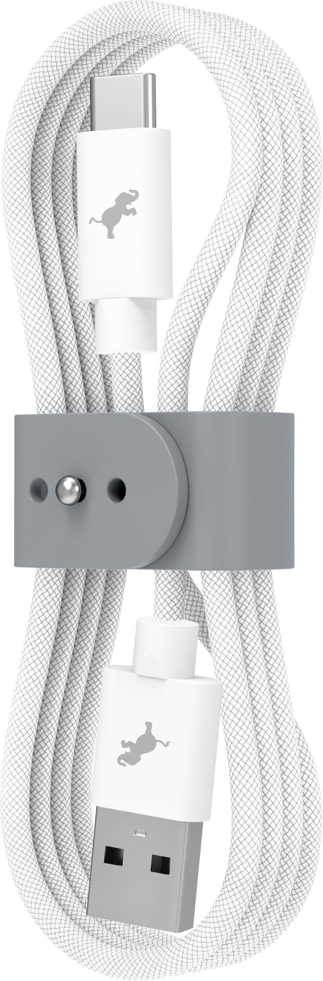 Front. Nimble - Powerknit USB-A to USB-C Cable 1M/3.3FT Fast Charging for iPhone 16/15, Samsung S24–S10, Note 20/10, Pixel, Moto & More - White.