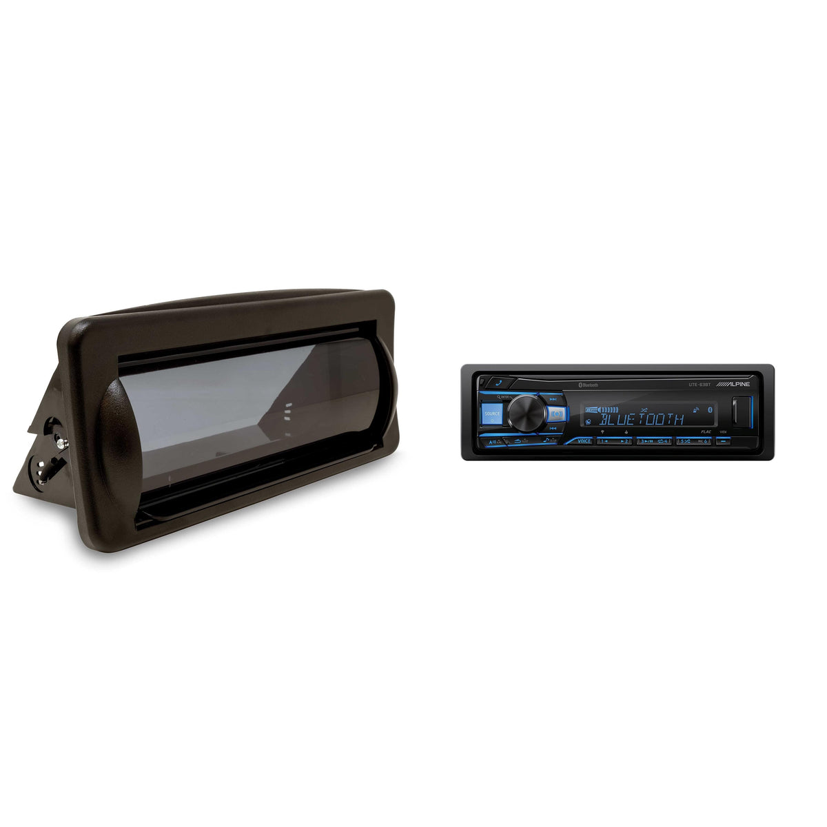 Alpine - UTE-63BT Mech-less Digital Media Receiver with Creative Audio CAMC1B Marine Single DIN Radio Mounting Kit wi - Black/Gray