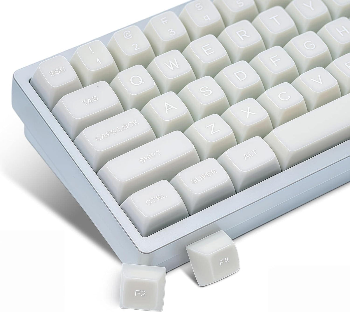 Womier - PBT Keycaps,Ceramic Jade keycaps SA Profile for 60% 65% 75% 100% TKL US Layout Mechanical Keyboard - White