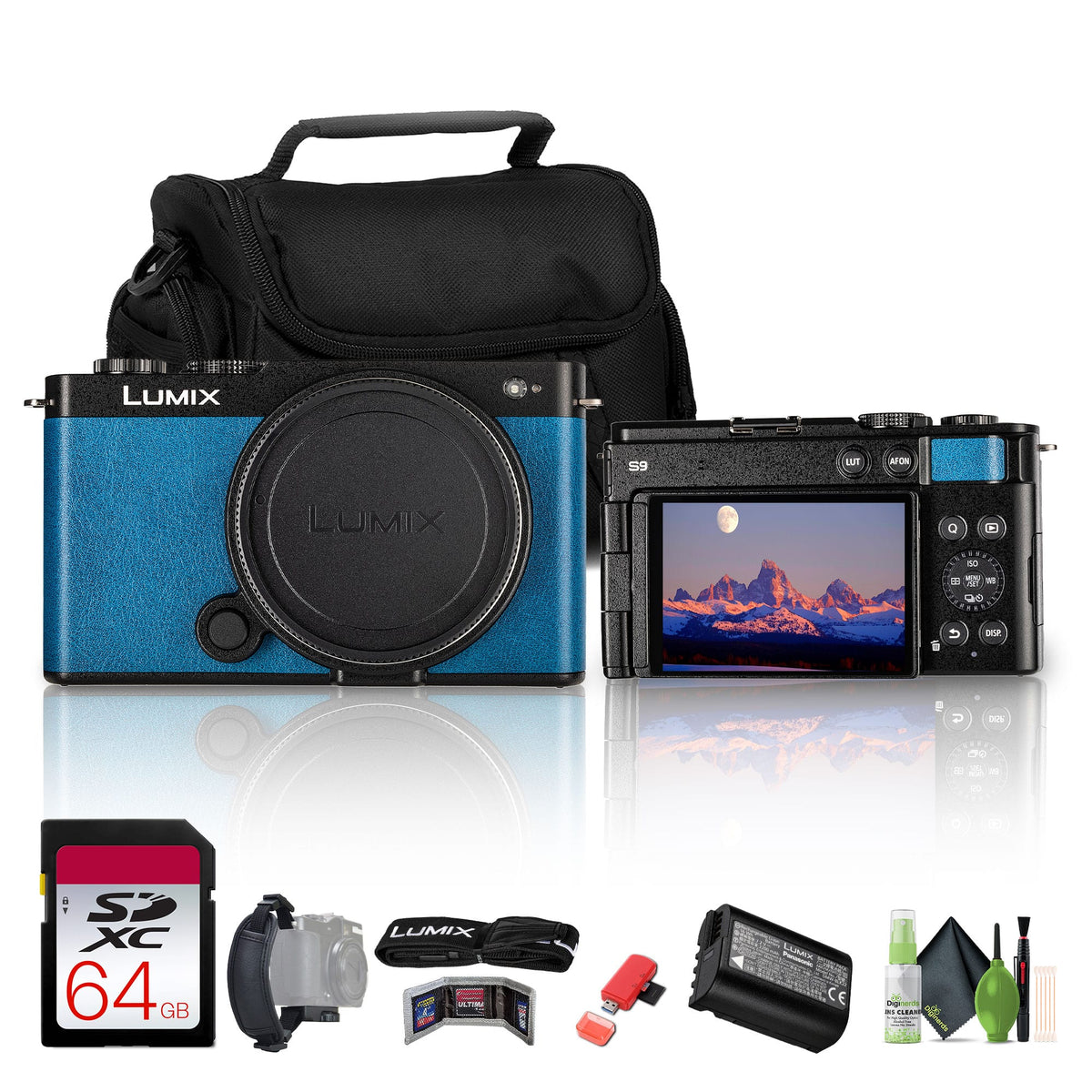 Bundle - Panasonic - Lumix S9 Camera (Blue), 64GB Memory Card