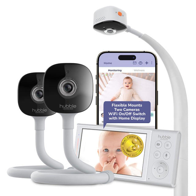 Home  
Monitoring call Live Wellness  
6 70°F  
hubble connected  
Flexible Mounts  
Two Cameras  
WiFi On/Off Switch with Home Display  
CHOICE AWARDS HONORING EXCELLENCE  
hubble connected