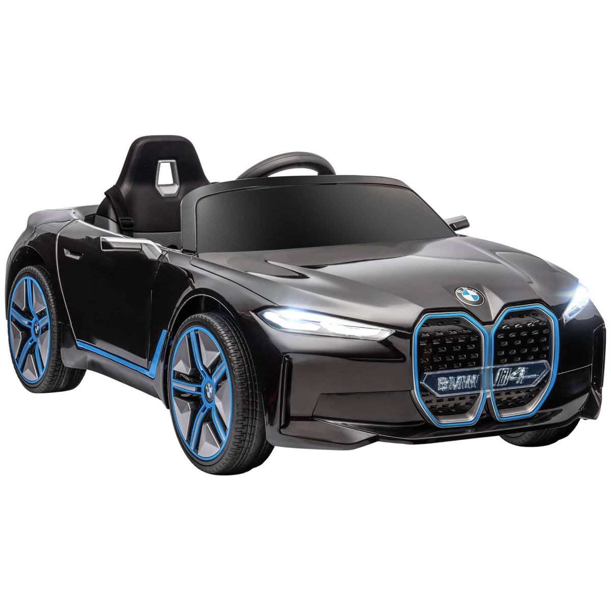 Aosom - Electric Car for Kids, 12V Licensed BMW i4 Ride on Car with 2.4G Remote Control, Suspension System, Horn, Music