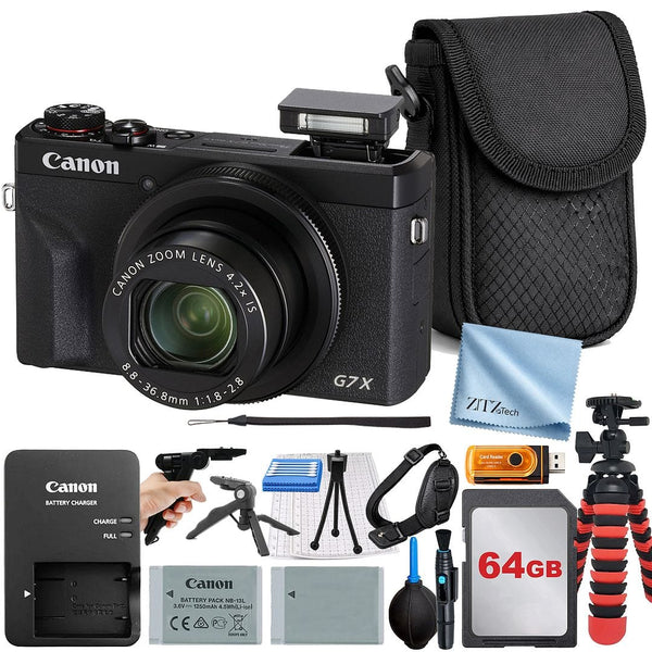 Bundle - Canon - PowerShot G7 X Mark III Camera with 64GB Card + ZeeTech Professional - Black