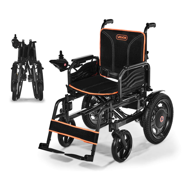 Front. VEVOR - Electric Wheelchair for Adults, 265lbs Capacity, Foldable & Lightweight Motorized Wheelchair, 13-Mile Long Travel Range - Black.