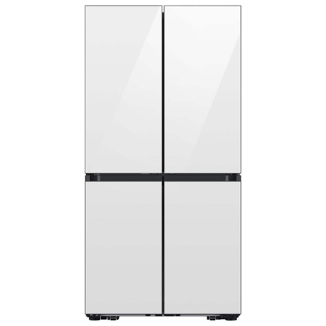 Front. Samsung - 35 in. Wide Bespoke 22 cu. ft. Counter Depth 4-Door French Door Refrigerator with Zero Clearance Fit - White Glass.