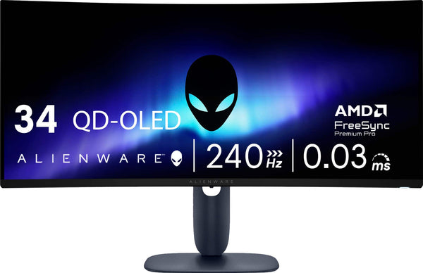 Alienware - AW3425DW 34" QD-OLED UWQHD 240Hz 0.03ms FreeSync Premium Pro Curved Gaming Monitor with HDR (HDMI, DisplayPort, USB) - Interstellar Indigo
