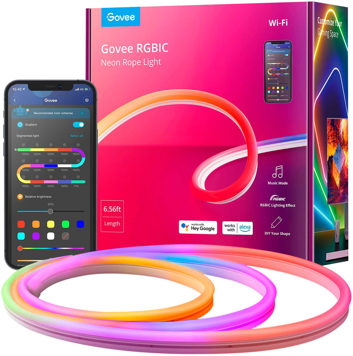 Govee - RGBIC Neon Rope Light - 6.5 Ft - Multi