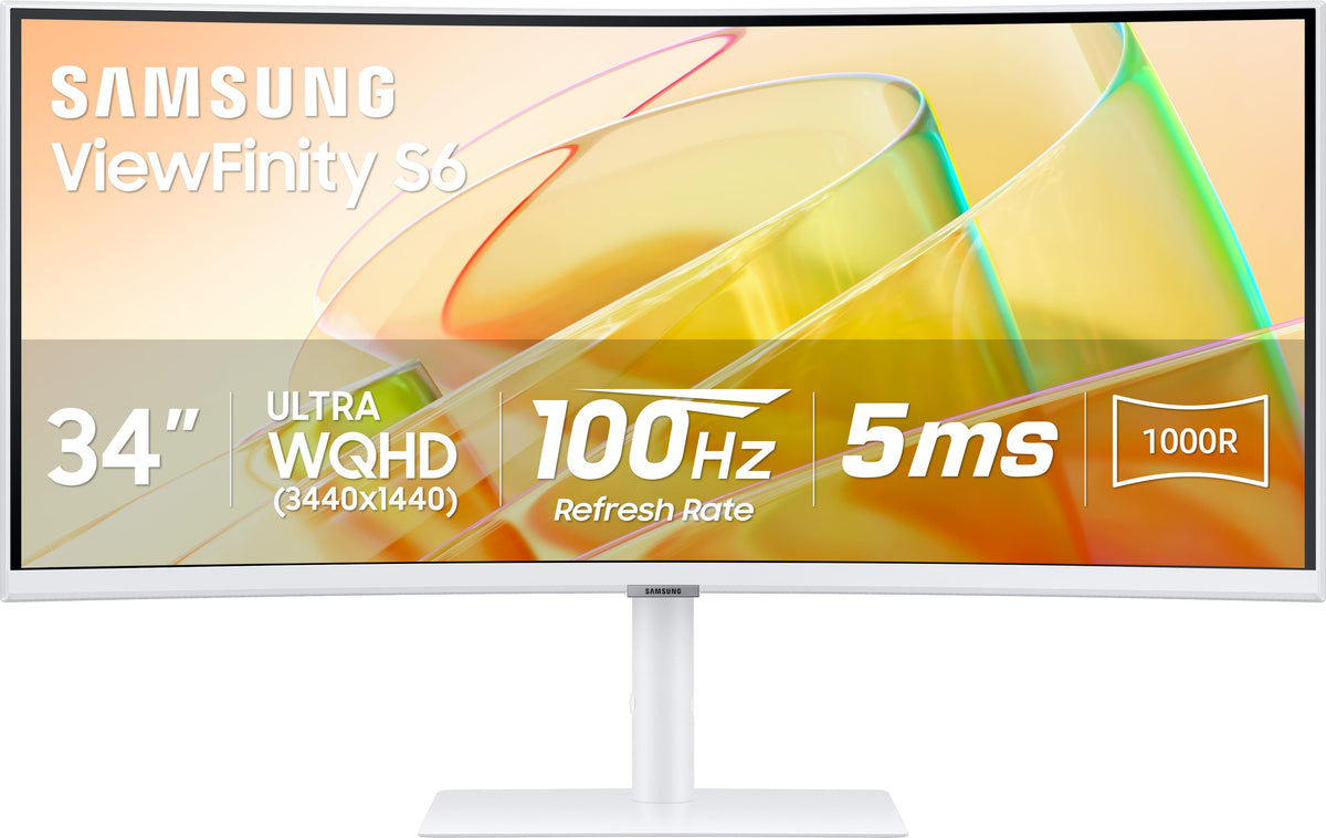 Samsung - 34" ViewFinity S65TC Ultra-WQHD 100Hz AMD FreeSync HDR10 Curved Monitor with Thunderbolt 4 and Built-in Speakers - WARM WHITE