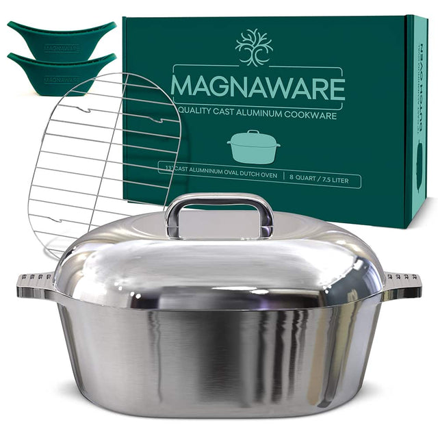 MAGNAWARE MAGNAWARE MAGNAWARE QUALITY CAST ALUMINUM COOKWARE 13" CAST ALUMINUM OVAL DUTCH OVEN 8 QUART / 7.5 LITER