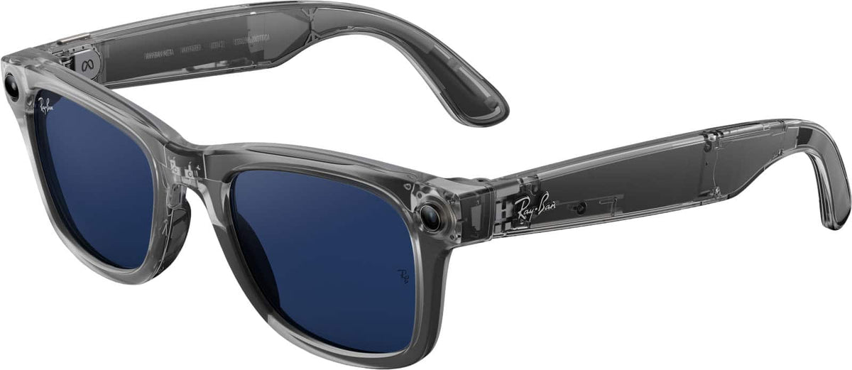 Ray-Ban Meta - Wayfarer (Gen 2) Large glasses with Meta AI, Audio, Photo, Video Compatibility - Transitions Sapphire Lenses - Shiny Transparent Grey