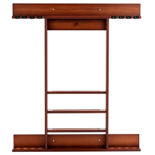 Front. Gymax - Gymax Billiard Cue Rack Only Wall-mounted Billiard Stick Holder Wall Pool Stick Holder Brown - Brown.