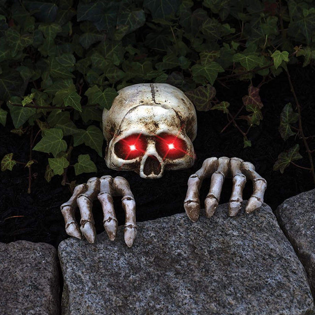 Front. Funworld - Light-Up Skele-Peeper Grave Breaker Halloween Decor - White.