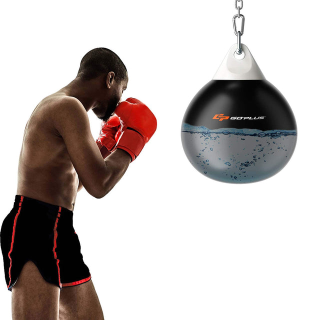 Front. Costway - Costway Water Punching Bag 21" 180 Pound Heavy Punching Bag with Adjustable Metal Chain - Black.