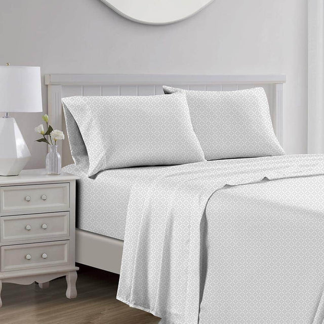 Front. RT Designers Collection - RT Designers Collection Jane 1000 Thread Count CVC Ultra Soft Sheet Set Silver Queen - Silver.