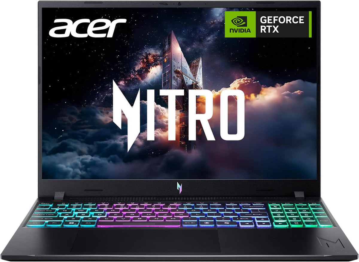 Acer - Nitro V – 16" WUXGA 165Hz Gaming Laptop - Intel Core 7 240H 2024 - NVIDIA GeForce RTX 5050 – 16GB Memory – 512GB Storage - Obsidian Black