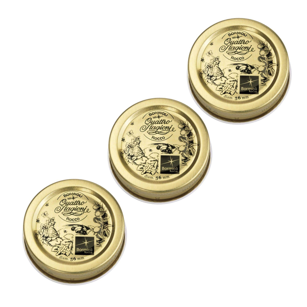 Bormioli Rocco - Quattro Stagioni Aluminum Canning Lids, 3 Pack, 56mm - Clear