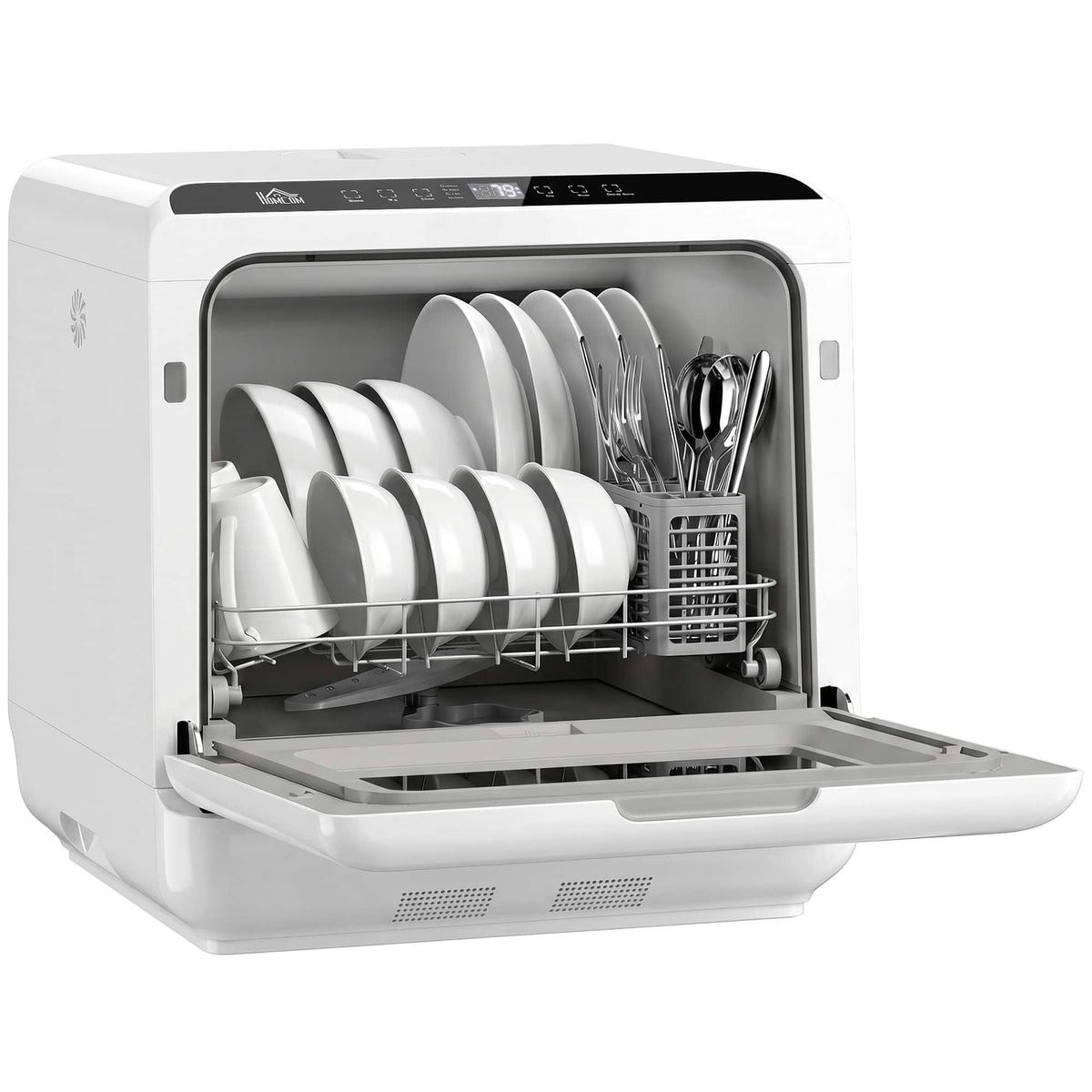 Homcom - Dishwasher, Portable Mini Dishwasher with 1.6 Gal Built-in Water Tank, 5 Washing Programs - White