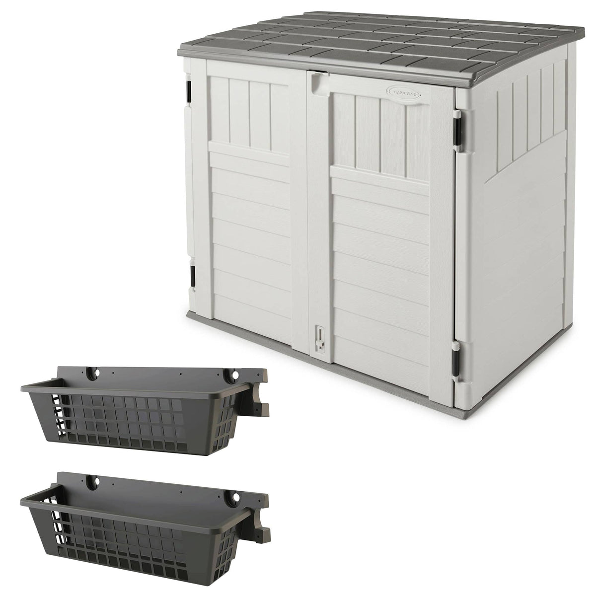 Suncast - BMS2500 Horizontal Outdoor Storage Shed, 2 Pack BMSBSKT2PK Basket, Black - Ivory