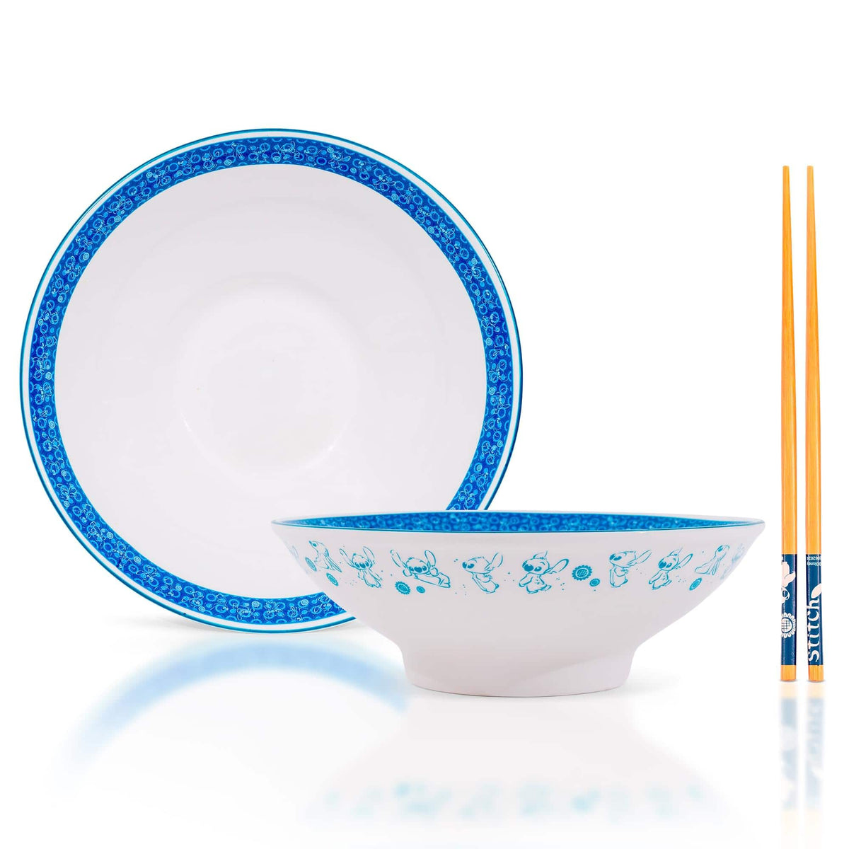 Disney - Lilo & Stitch Poses 30-Ounce Ceramic Ramen Bowl and Chopstick Set - Multi-Colored