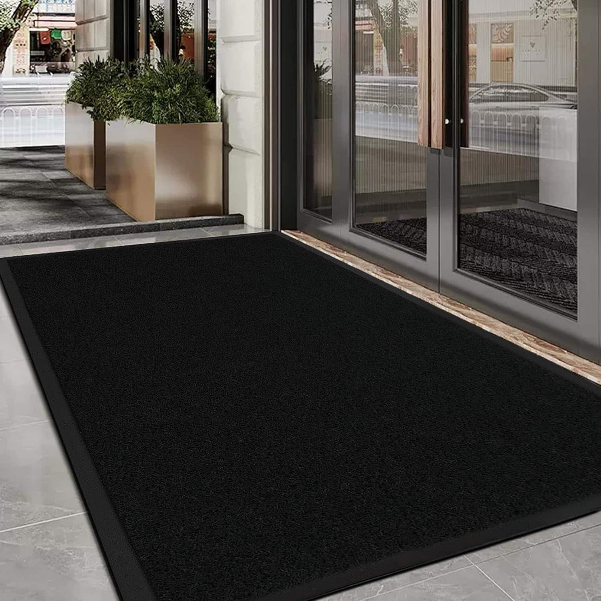 Winado - 47x35 Inch Waterproof Entrance Mat Non-Slip Welcome Floor Mat In/Outdoor Entrance Mat Doormat for Porch Patio Commercial - Black