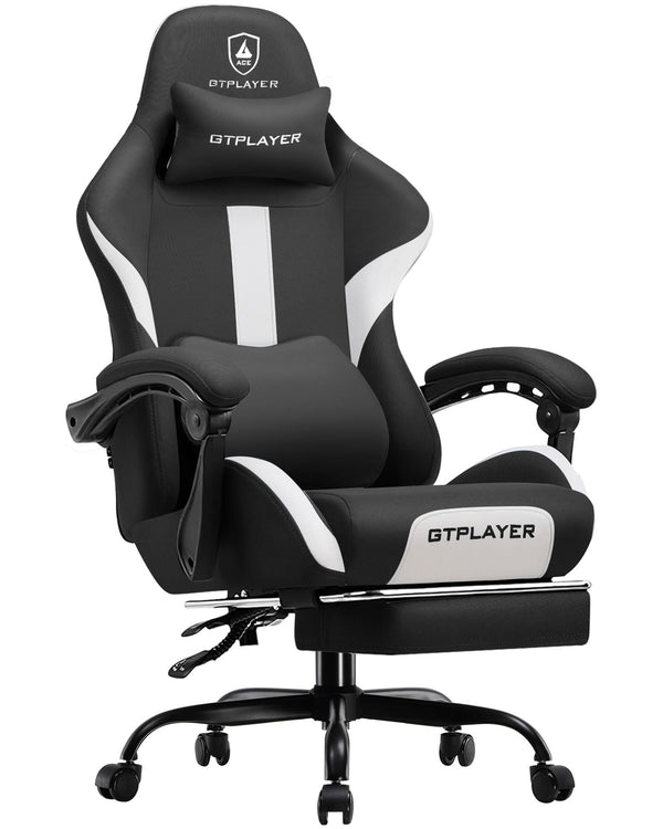 GTPlayer - Gaming Chair Breathable Fabric Ergonomic Computer Desk Chair - AWhite
