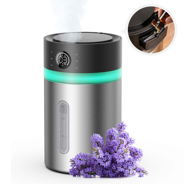 Front. Oneisall - 3.8L Stainless Steel Cool Mist Humidifier Top Fill Aromatherapy Diffuser Adjustable Mist Timer Setting Night Light.