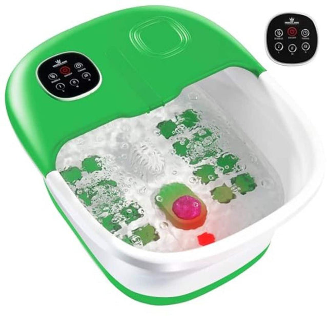 Front. Medical King - Foot Spa Massager with Heat, Jets and Remote-Control Pumice Stone Collapsible Green with Massage Bubbles and Vibration - Green.