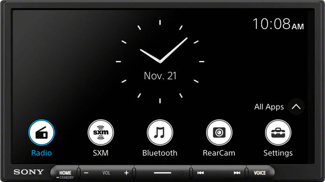 Front. Sony - 7" Wireless Apple CarPlay and Android Auto Digital Media Receiver Maestro Compatible - Black.