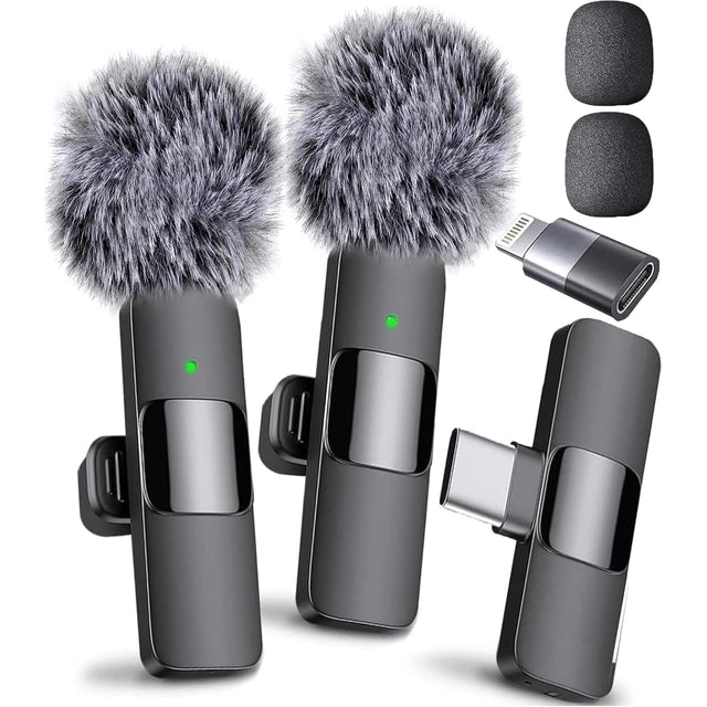 Front. Mini Mic Pro - Mini Mic Pro -Wireless Mic for iPhone, iPad, Android, Lavalier Microphone for Video Recording All iPhones & Androids - All iPhones & Androids (USB-C + Lightning).