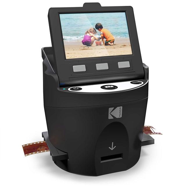 Angle. Kodak - Scanza Digital Film & Slide Scanner - Converts Film Negatives & Slides to JPEG - Includes Large Tilt-Up 3.5" LCD - Black.