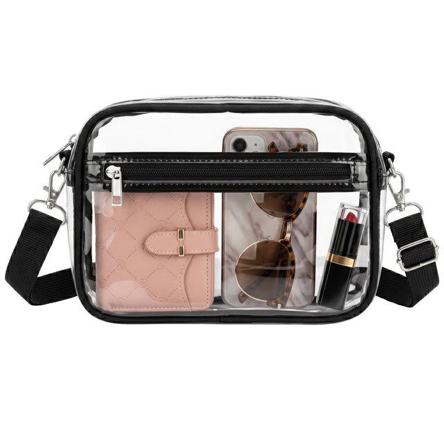 Front. Garnen - Clear Crossbody Bags for Women, Shoulder Bag Sling Bag Fanny Packs, Adjustable Stadium See Through Bag With Zipper - Clear.