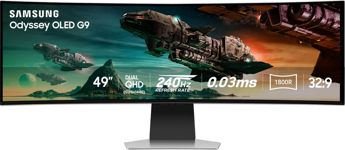 Samsung - 49" Odyssey OLED G950 DQHD 240Hz 0.03ms G-Sync Compatible Curved Smart Gaming Monitor - Silver