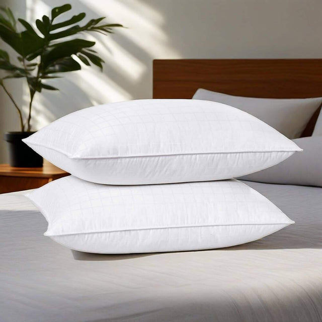 Front. Peace Nest - Peace Nest Down Bed Pillow with Pillow-in-a-Pillow Design, 300TC Cotton & Medium Support - White.