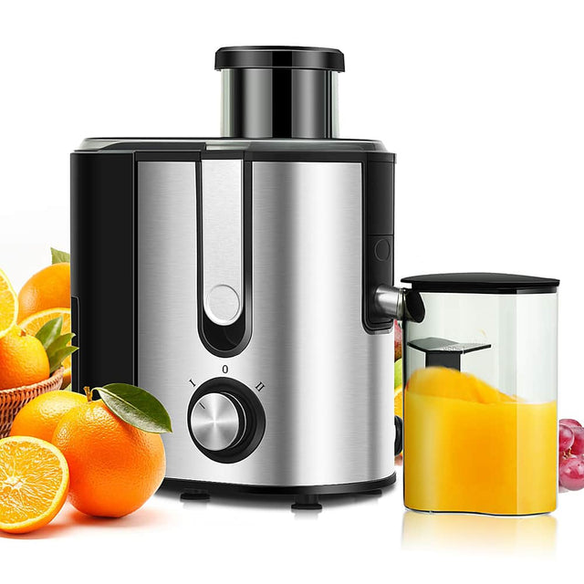 Front. Costway - Juicer Machine Juicer Extractor Dual Speed w/ 2.5'' Feed Chute - Silver + Black.