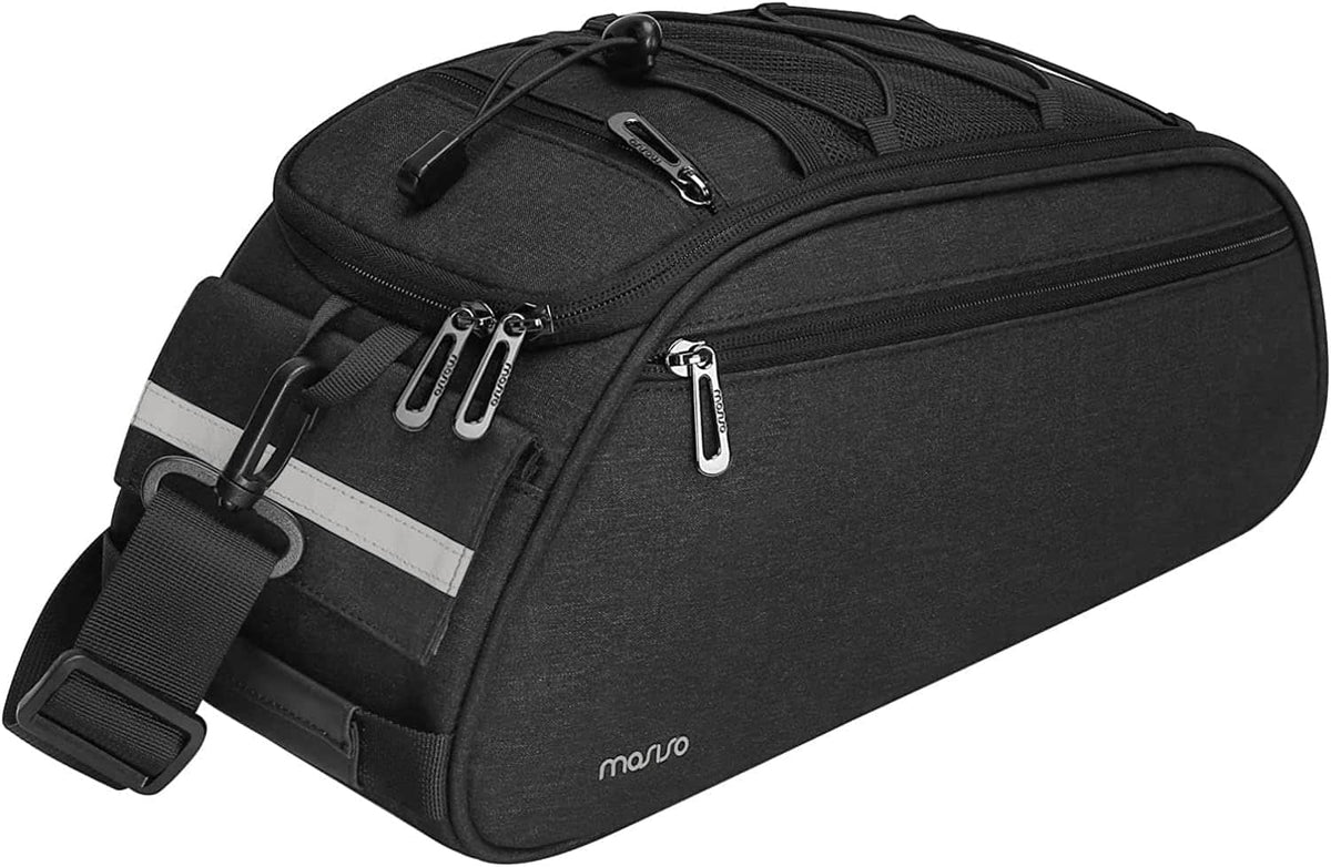 mosiso - Bike Rack Bag Waterproof Bicycle Trunk Pannier Cycling Bike Carrier Backseat Storage Luggage Saddle Shoulder Bag - Black