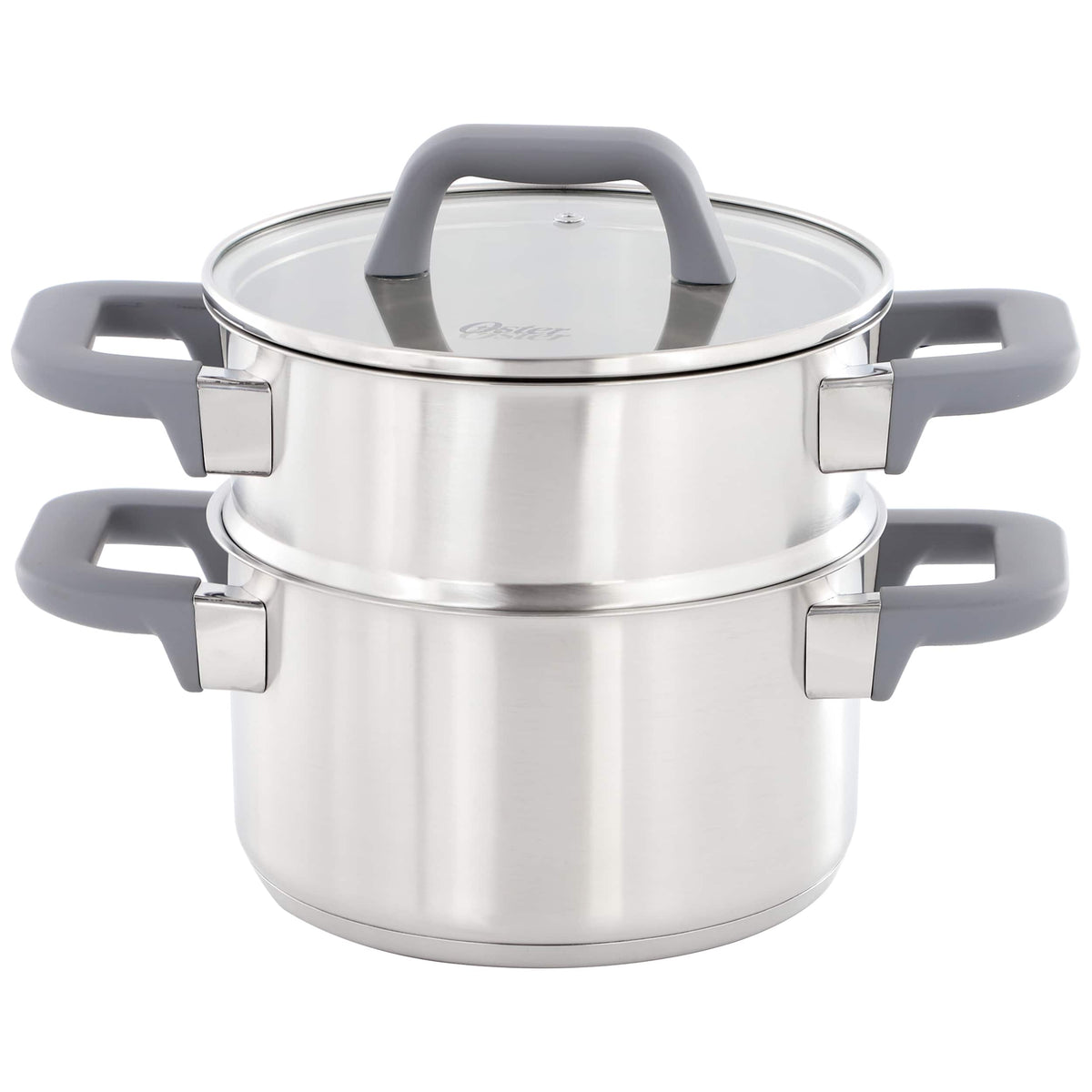 Oster - Beauford 3 Piece 2.9 Quart Stainless Steel Steamer Set with Lid - Silver