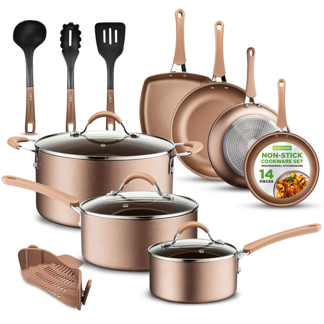 I nutrichef NON-STICK COOKWARE SET PROFESSIONAL KITCHENWARE 14 PIECES