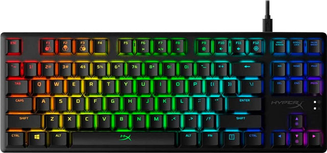 Front. HyperX - Alloy Origins Core TKL Wired Mechanical Tactile Aqua Switch Gaming Keyboard with RGB Back Lighting - Black.