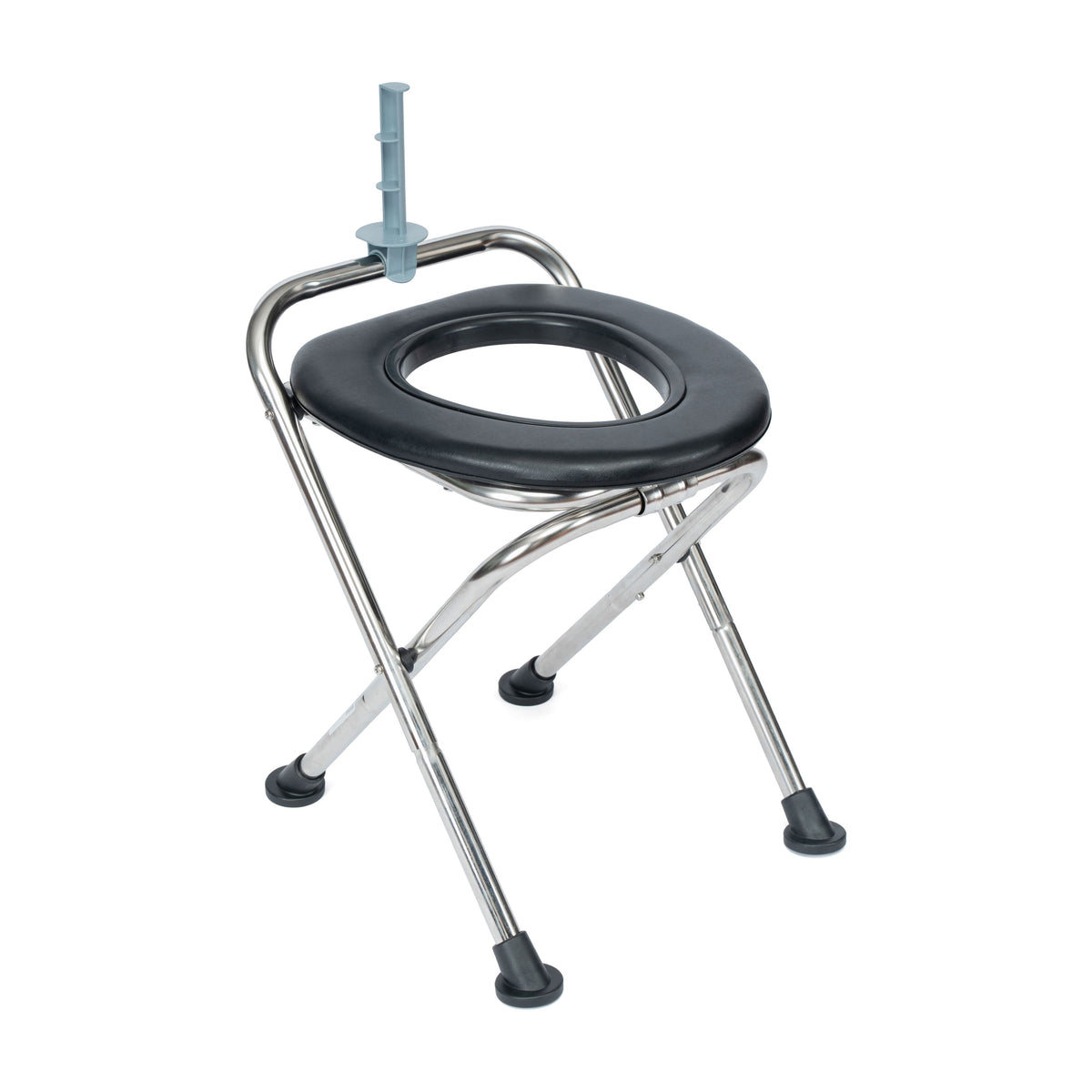 Emma + Oliver - Portable Folding Travel Toilet with Cushioned Seat and Non-Slip Feet - Silver/Black