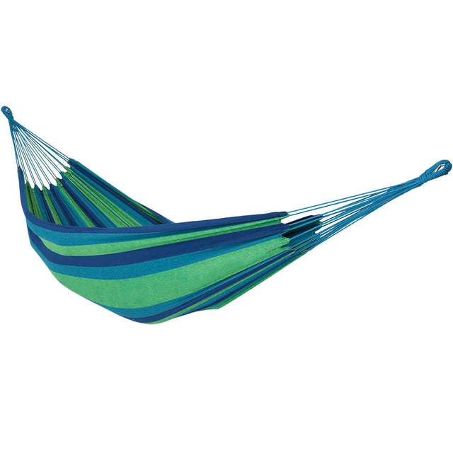 Front. Sunnydaze - 2-Person Woven Cotton Brazilian Hammock - Oasis.