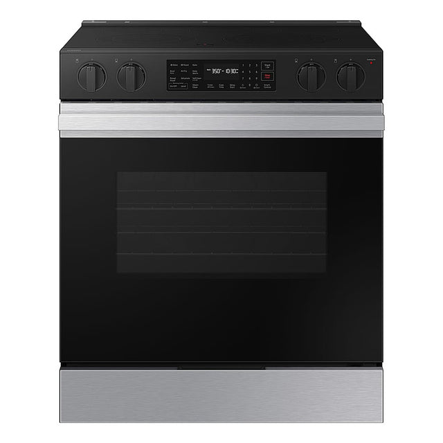 Front. Samsung - Bespoke 6.3 Cu. Ft. Slide-In Electric Range with Air Fry - Stainless Steel.