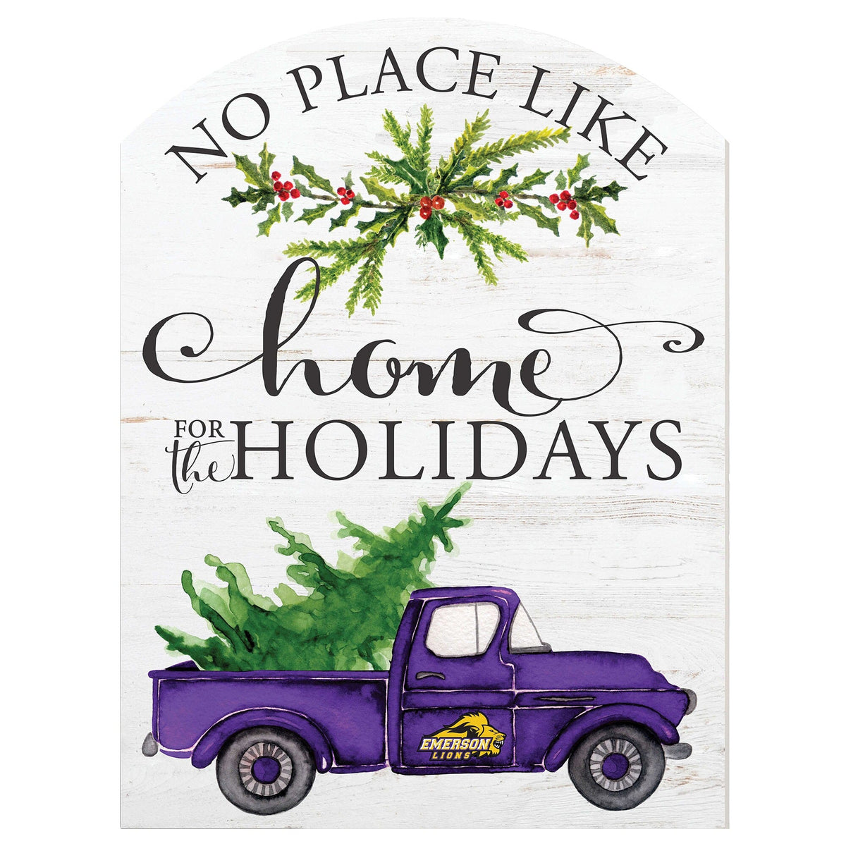 Jardine - Emerson College Lions 16'' x 22'' Holiday Marquee Sign - White