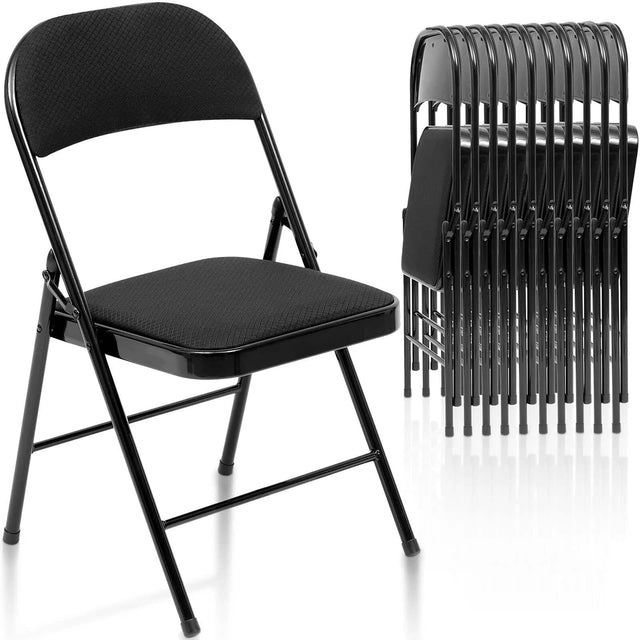 Front. Sugift - 10 Pack Folding Chair Set for Events Meetings and Everyday Use - Black.