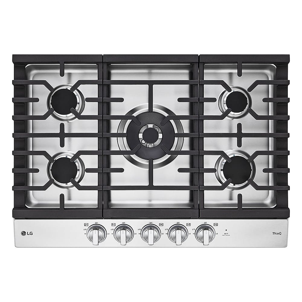 LG - 30-in Wide Built-In Smart Gas Cooktop with 5 Burners and EasyClean - Stainless Steel