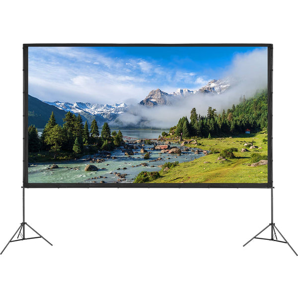 VEVOR - Projector Screen with Stand, 150 inch 16:9 4K 1080 HD Outdoor Movie Screen with Stand, Wrinkle-Free Projection Screen - Black